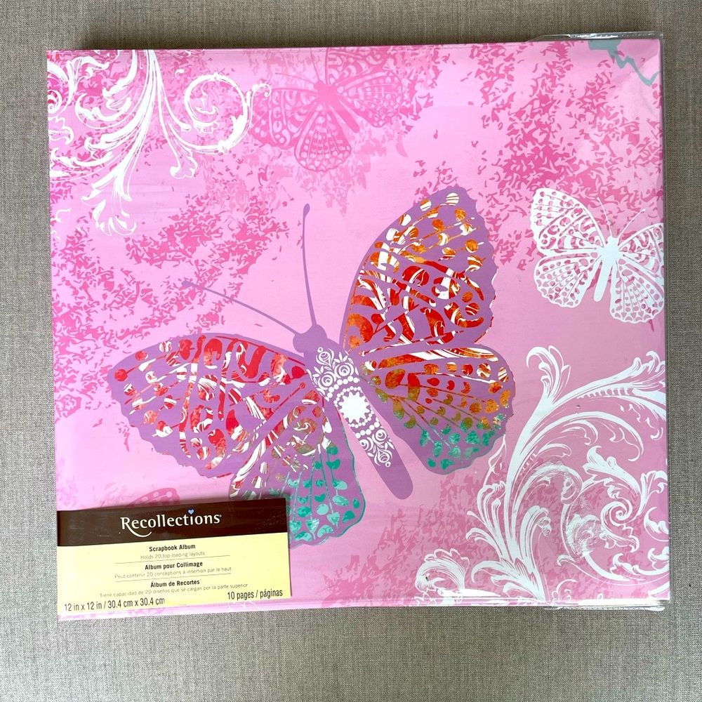 Recollections, Pink, Butterfly Design, Scrapbook Album 12 x 12